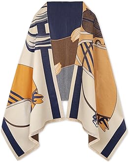 EXTREE Scarfs for Women Pashmina Silky Shawl Wrap for Evening Dressing Blanket Open Front Poncho Cape