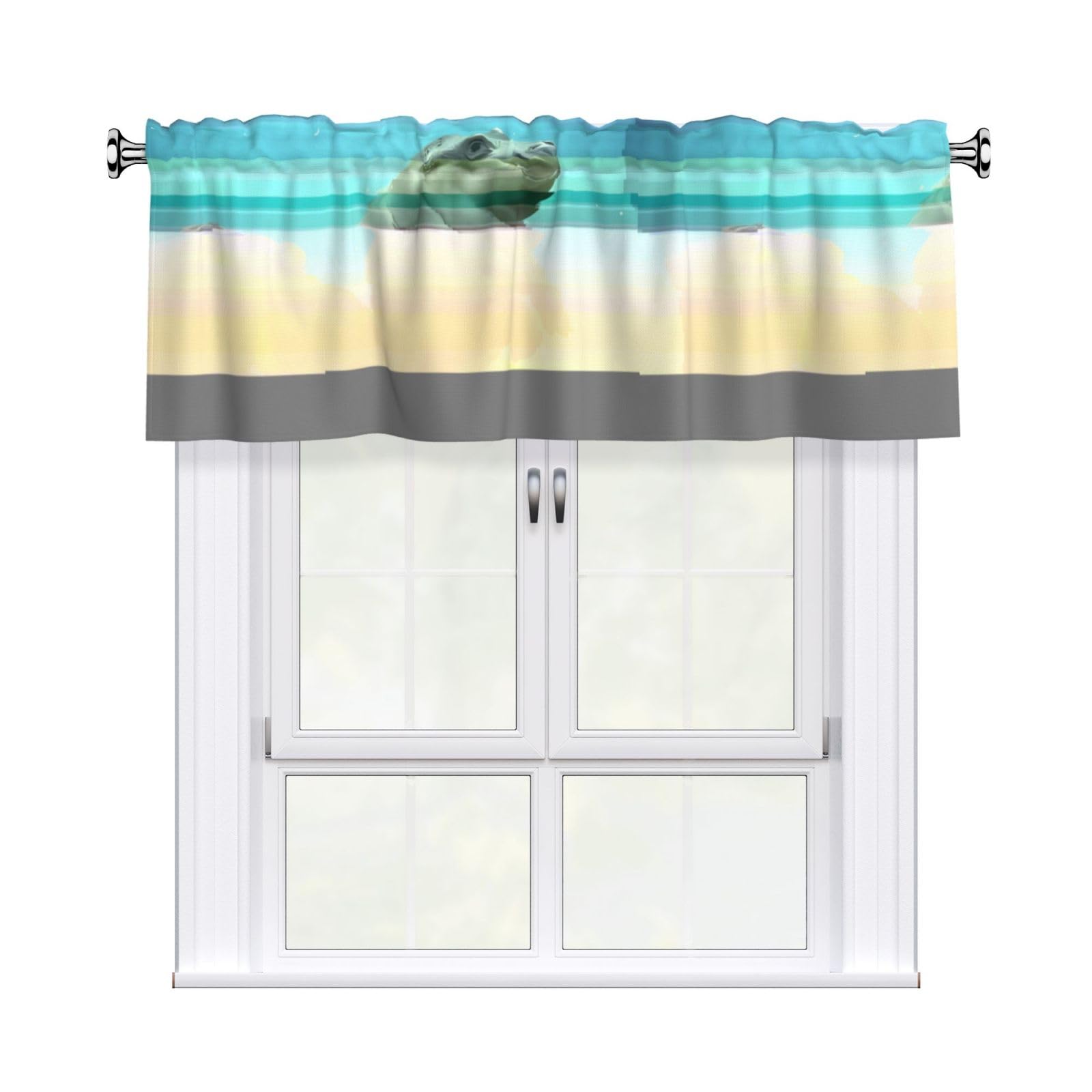 WHJSHOP Floral Prints Curtain Valance 54x18 Inch - Peach Skin Window Layer with Delicate Print, Filtered Light for Kitchen Use
