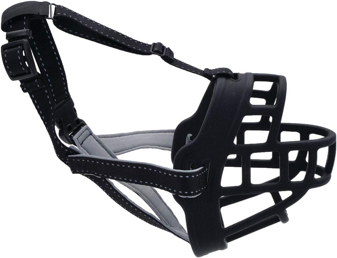 Coastal Pet Soft Basket Muzzle - Custom-Fit for Comfort - Indoor & Outdoor Dog Accessory - Adjustable Strap - Flexible Silicone - Allows Panting & Drinking - Black, 05