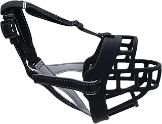 Coastal Pet Soft Basket Muzzle - Custom-Fit for Comfort - Indoor & Outdoor Dog Accessory - Adjustable Strap - Flexible Silicone - Allows Panting & Drinking - Black, 05