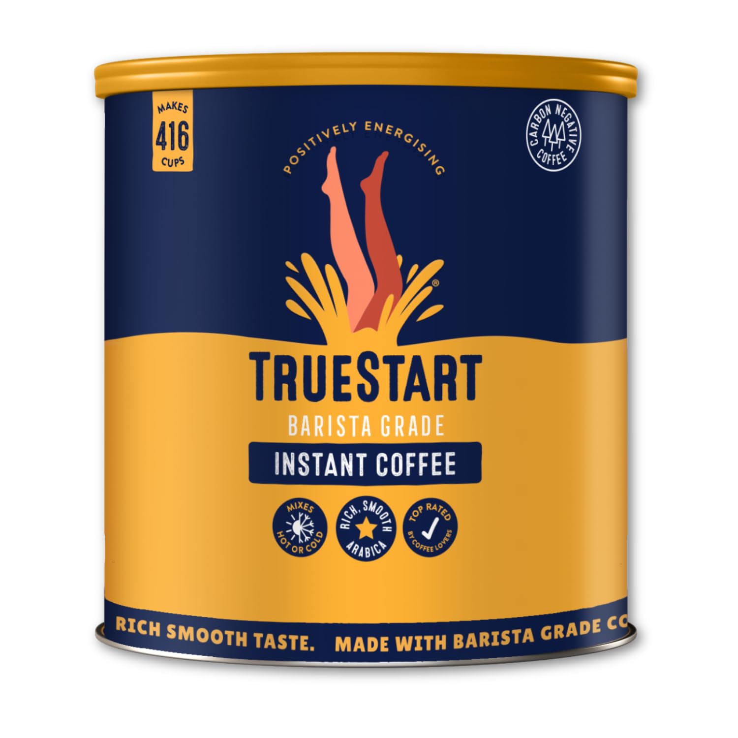 TrueStart Instant Coffee – Barista Grade Smooth Original, Medium Roast, Full Flavour Premium Freeze Dried - 100% Colombian Arabica - Mycotoxin-Free & Antioxidant Rich Coffee - 750g, 6 Pack