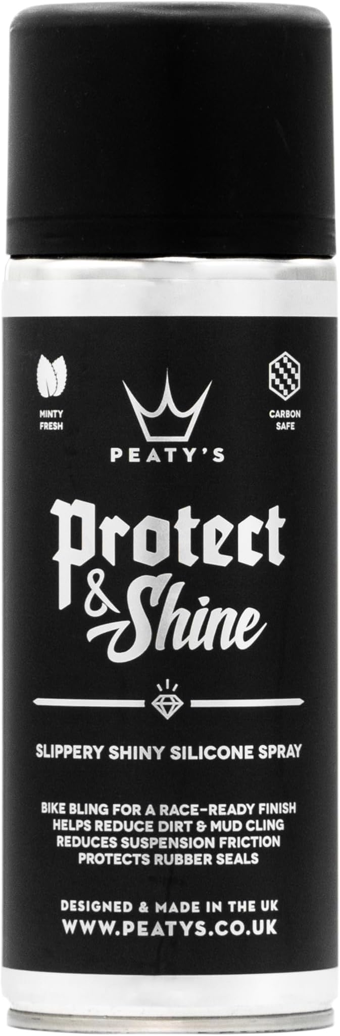 – Peaty's Protect & Shine Silicone Spray - Bike Protect Spray to Reduce Suspension Friction & Mud Cling, Maintain Dropper Post Performance, Carbon Safe for Road, Gravel & Mountain Bikes, 400ml