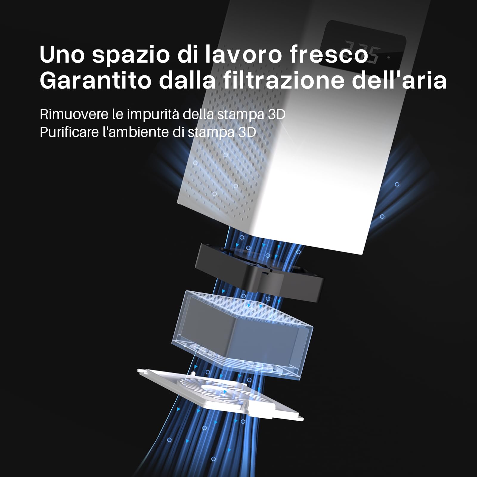 ELEGOO Mini Riscaldatore Intelligente per Stampante 3D Resina Riscaldatore Intelligente con Controllo della Temperatura e Filtraggio dell'aria, Compatibile con la Maggior parte delle Stampanti 3D MSLA