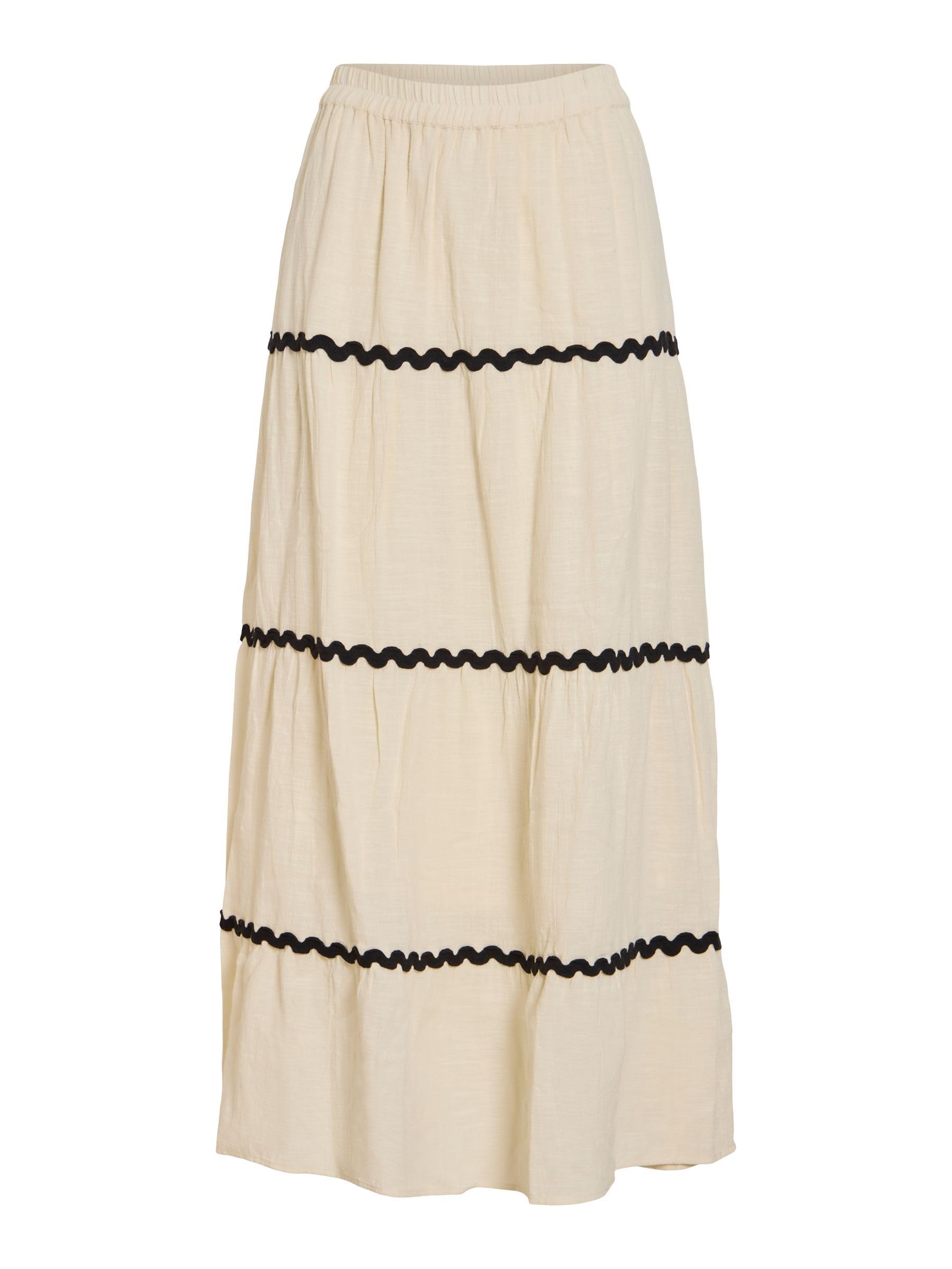 Vila Vimanda Wavy H/W Maxi Skirt, Birch, 12