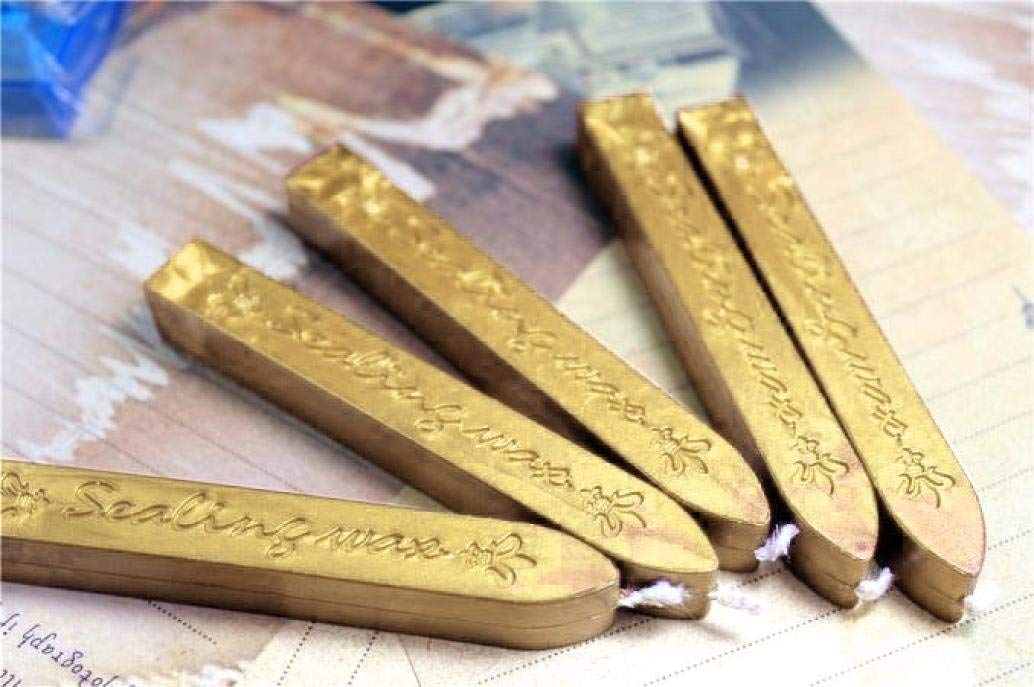 Manuscript Sealing Seal Wax Sticks Wicks for Postage Letter 5PCS (Gold)