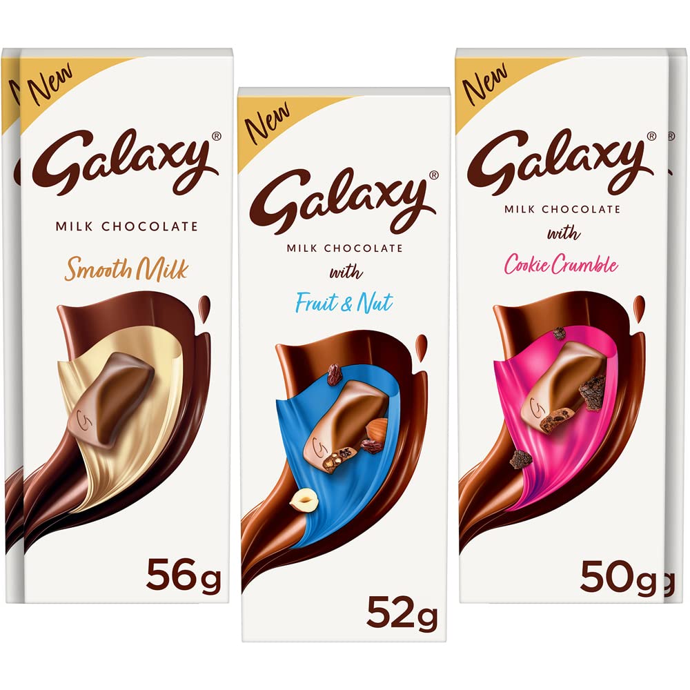 Galaxy Chocolate Combo Pack Assortment Of 5 Bars Smooth Milk Cookie Crumble Fruit & Nut Silky Smooth Milk Chocolate Pack 264 G,250 Grams (B09XF1WL3R) Amazon Price History, Amazon Price Tracker