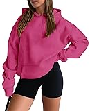 Women Hoodies Casual Pullover Long Sleeve Sweatshirt Kangaroo Pocket Drop Shoulder Sweater