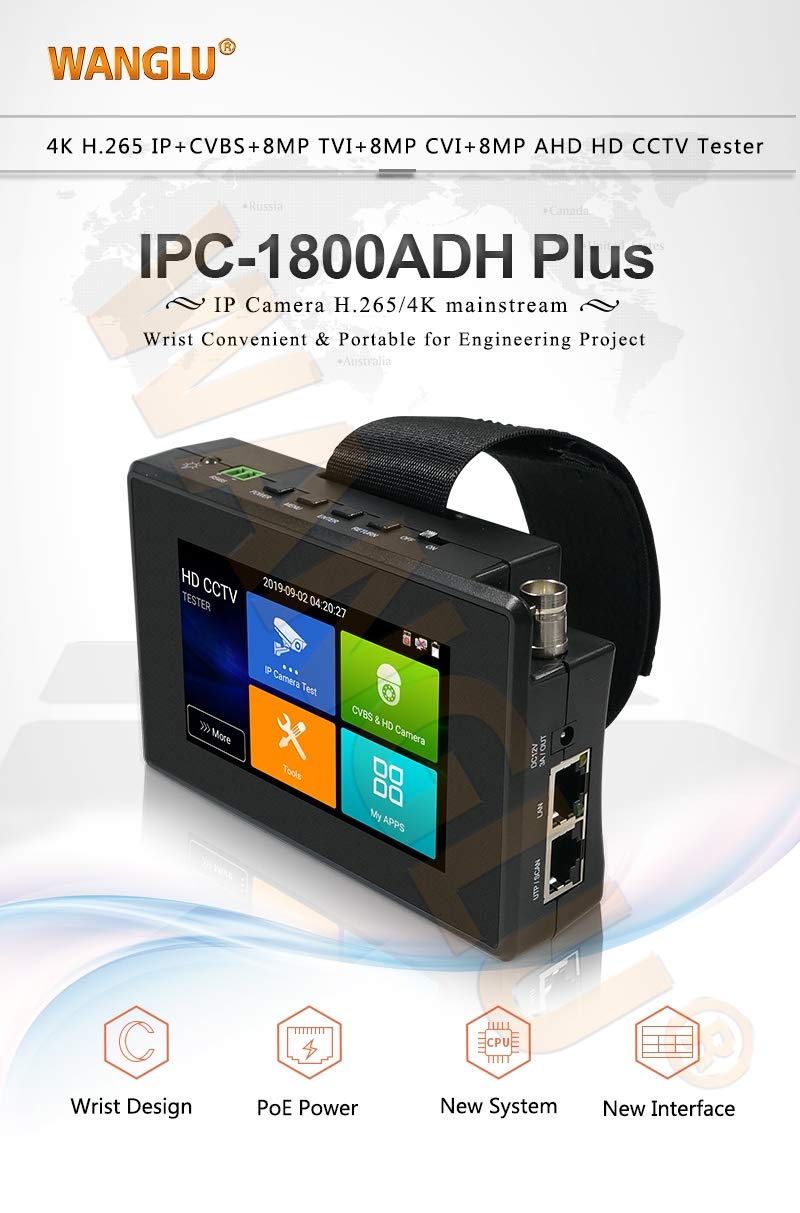 Probador de cámara IPC Monitor CCTV Probador de cámara IP H.265 4K IP 8MP TVI 8MP CVI 8MP AHD Analógico 5 en 1 Muñeca CCTV Test Monitor WIFI...