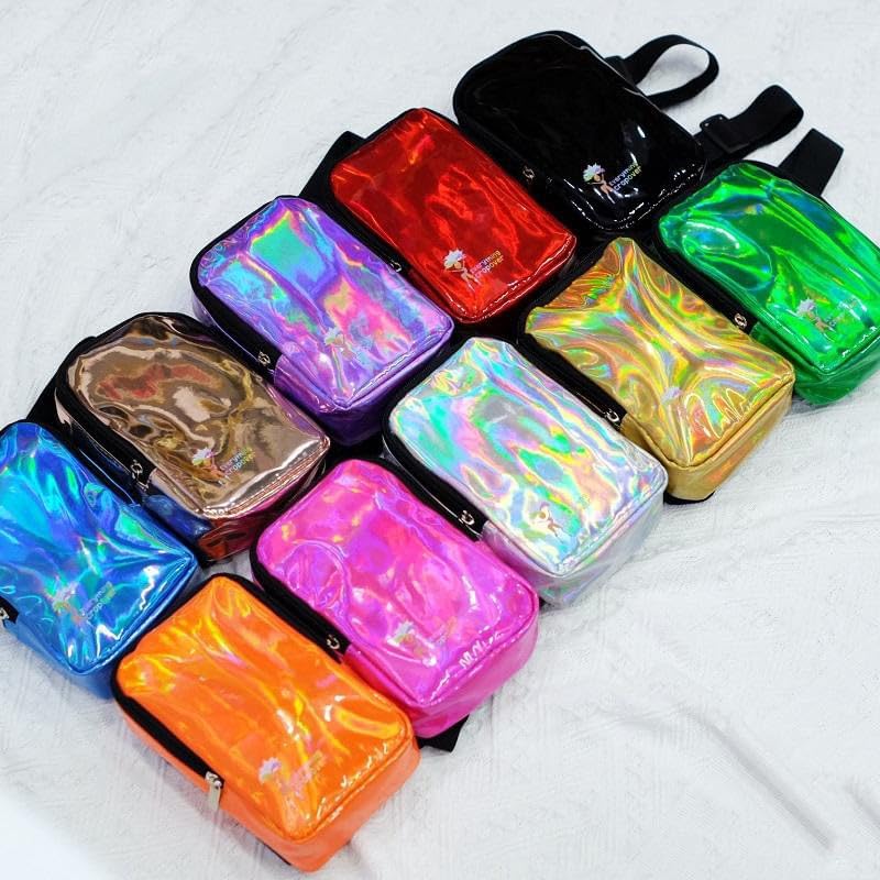 Holographic Thigh Bag | Leg Harness for Women | Outdoor Waist Pouch | Carnival Hiking Travel Fanny Pack with Adjustable Straps | Black Gloss - Image 8