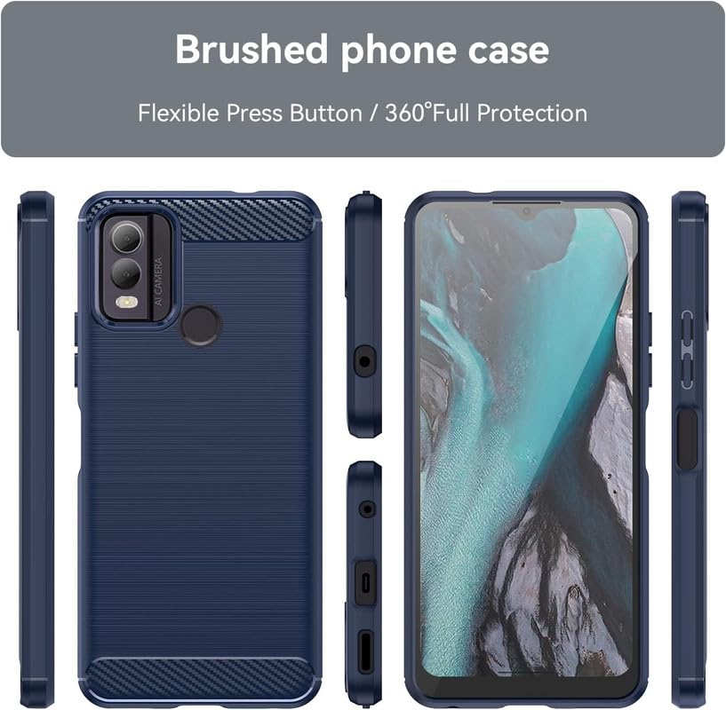 Image of NPRC Hybrid Ultra Slim Protective Case TPU Non-Slip Carbon Fiber Texture Shockproof Case Cover for Nokia C22 - Blue