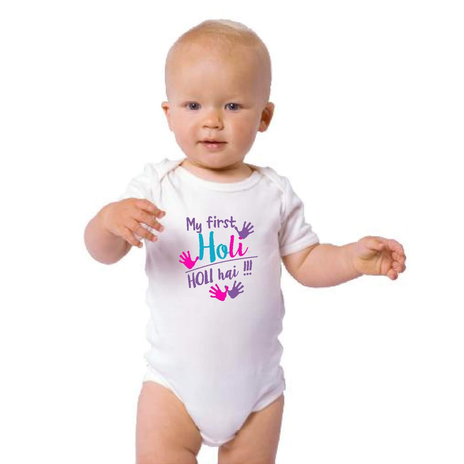 YaYa cafeTheYaYaCafe Holi Gift My First Holi Holi Hai Kids Drifit Printed T-Shirt