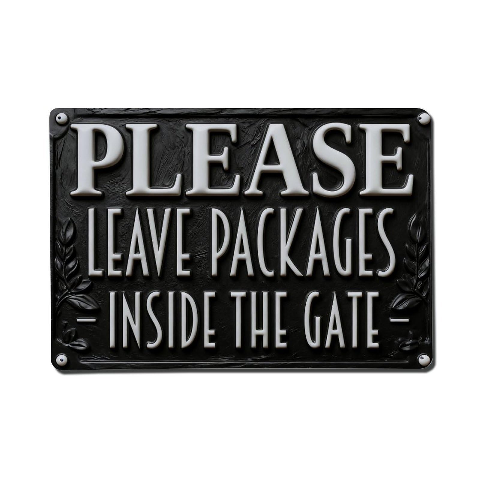 Please Leave Packages Inside The Gate Vintage Metal Tin Sign Retro Wall Decor, Bar Garage Cafe Kitchen Home Wall Art Poster Decoration 8x12inches