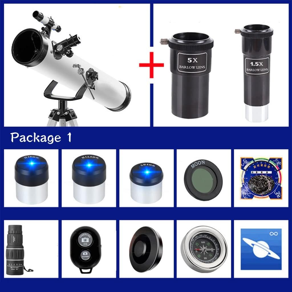Telescope Reflectors Astronomical, for s, telescopes Astronomy Beginners, Portable with 3pcs Eyepiece,White-F