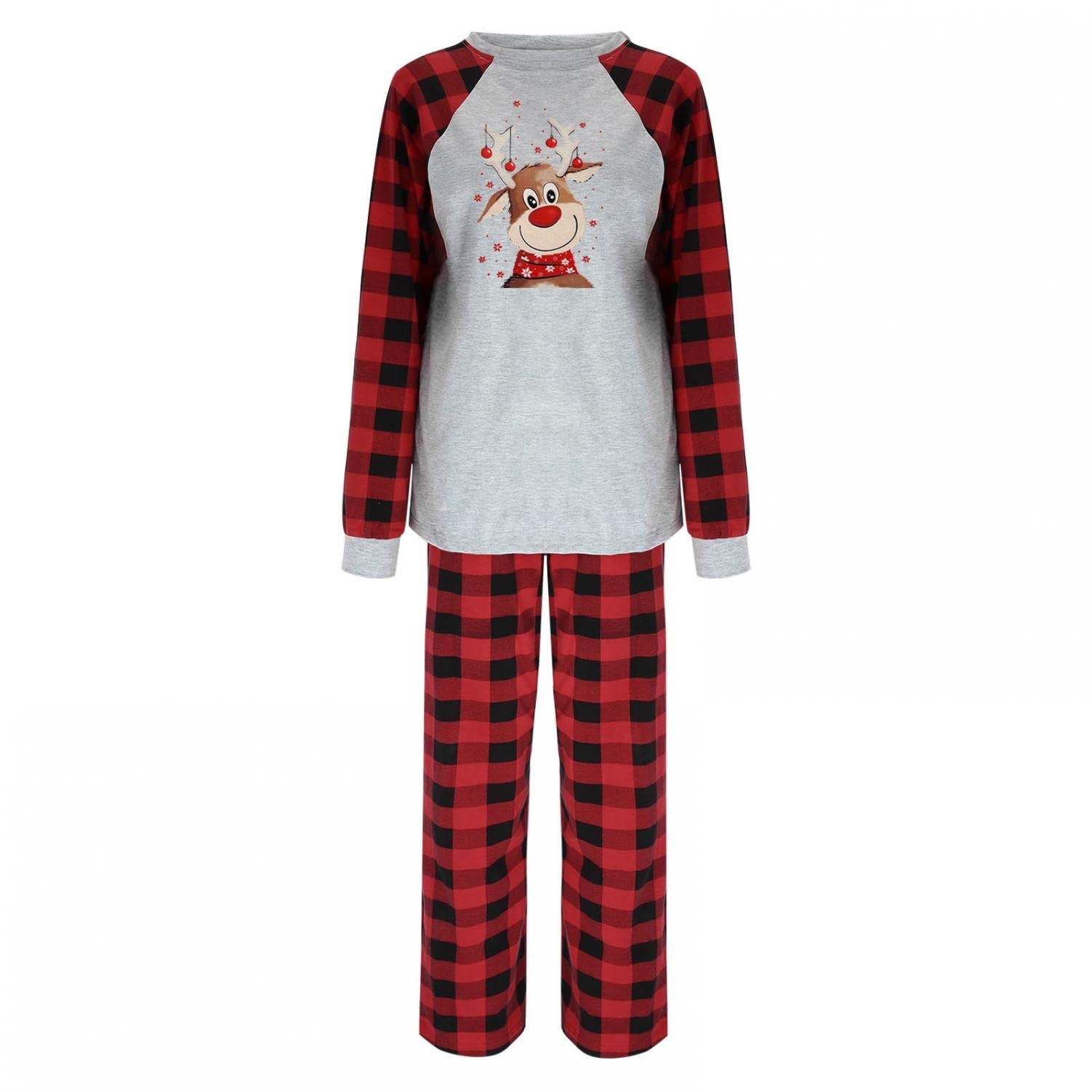 Matching Family Pajamas Long Sleeve Pj Set Customized Shirts with Button Womens Clothes Floral Printed Reindeer for Family