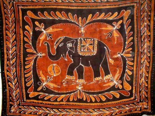 Lucky Batik Elephant Tapestry-Wall Hang-Spread-Twin