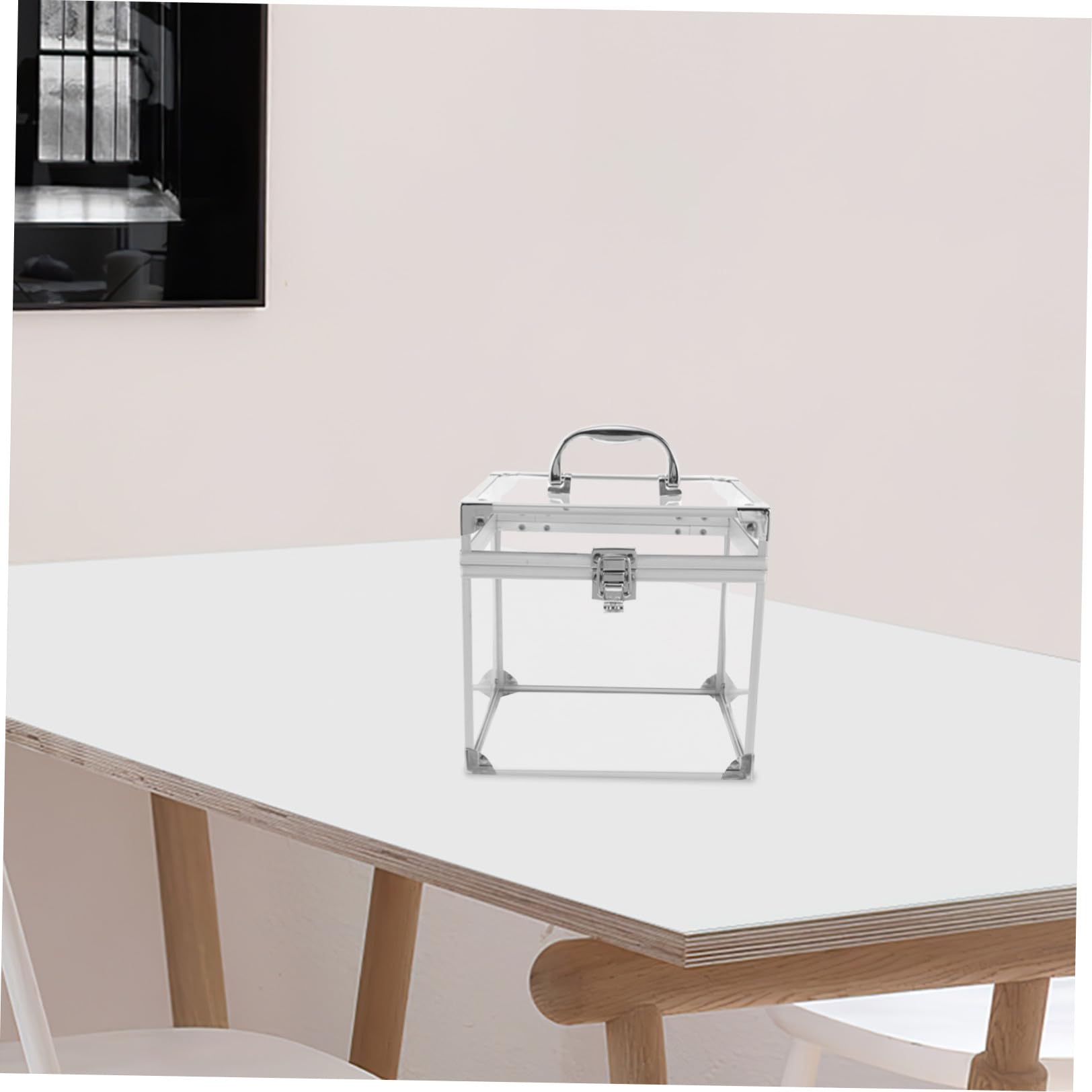 MAGICLULU Porta Dischi Vinile in Acrilico Trasparente con Maniglia Scatola Organizer per Album e CD Contenitore Desktop Multifunzionale per Casa e Ufficio Custodia Resistente per Dischi Dvd