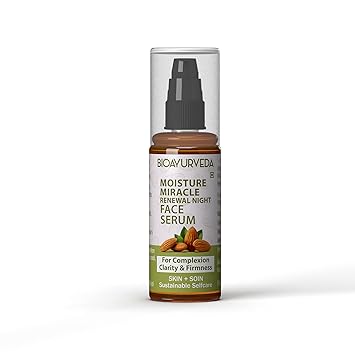 BIOAYURVEDA Moisture Miracle Renewal Night Face Serum | For Anti-Aging, Wrinkle, and Dark Spots | Men & Women | 60 ml