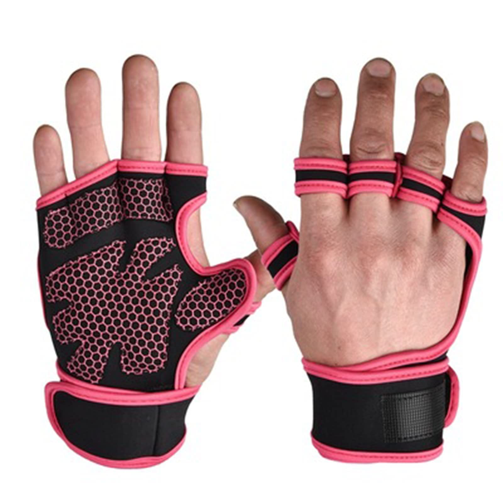 Guanti per sollevamento pesi, allenamento per palestra e fitness, con smorzamentle, poggiapolsi, per uomo e donna, protezione per mezze dita, guanti traspiranti per cross training e fitness.
