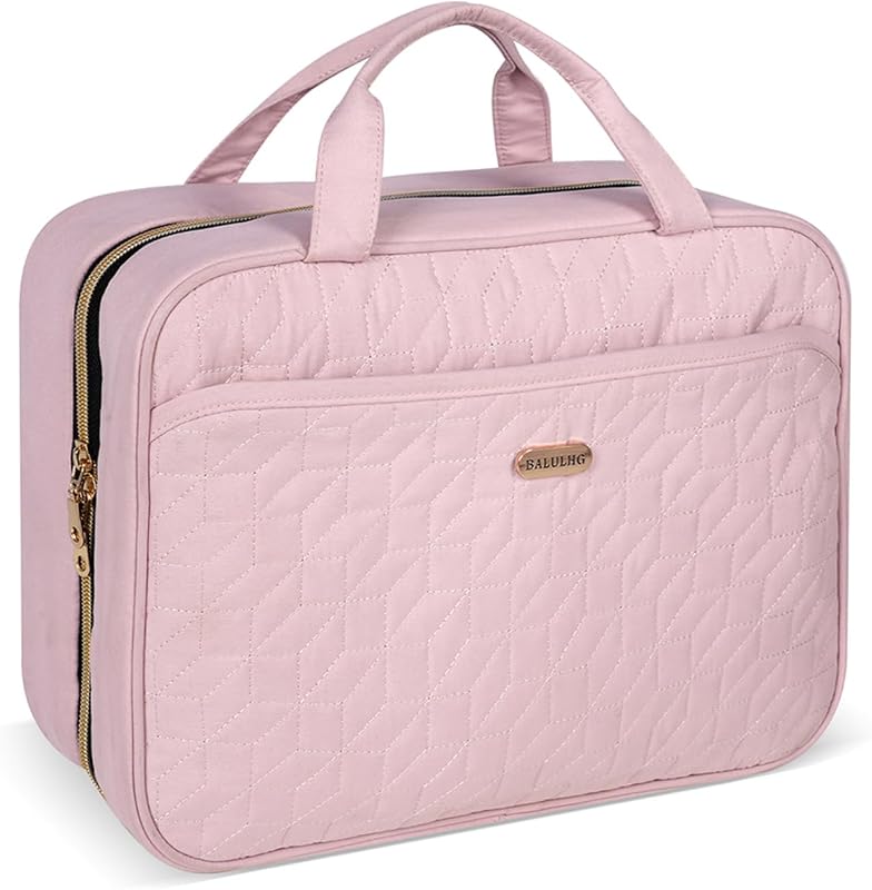 Necessaire de viagem suspensa BALULHG com gancho, organizador de maquiagem, poliéster, rosa, Pacote com 1