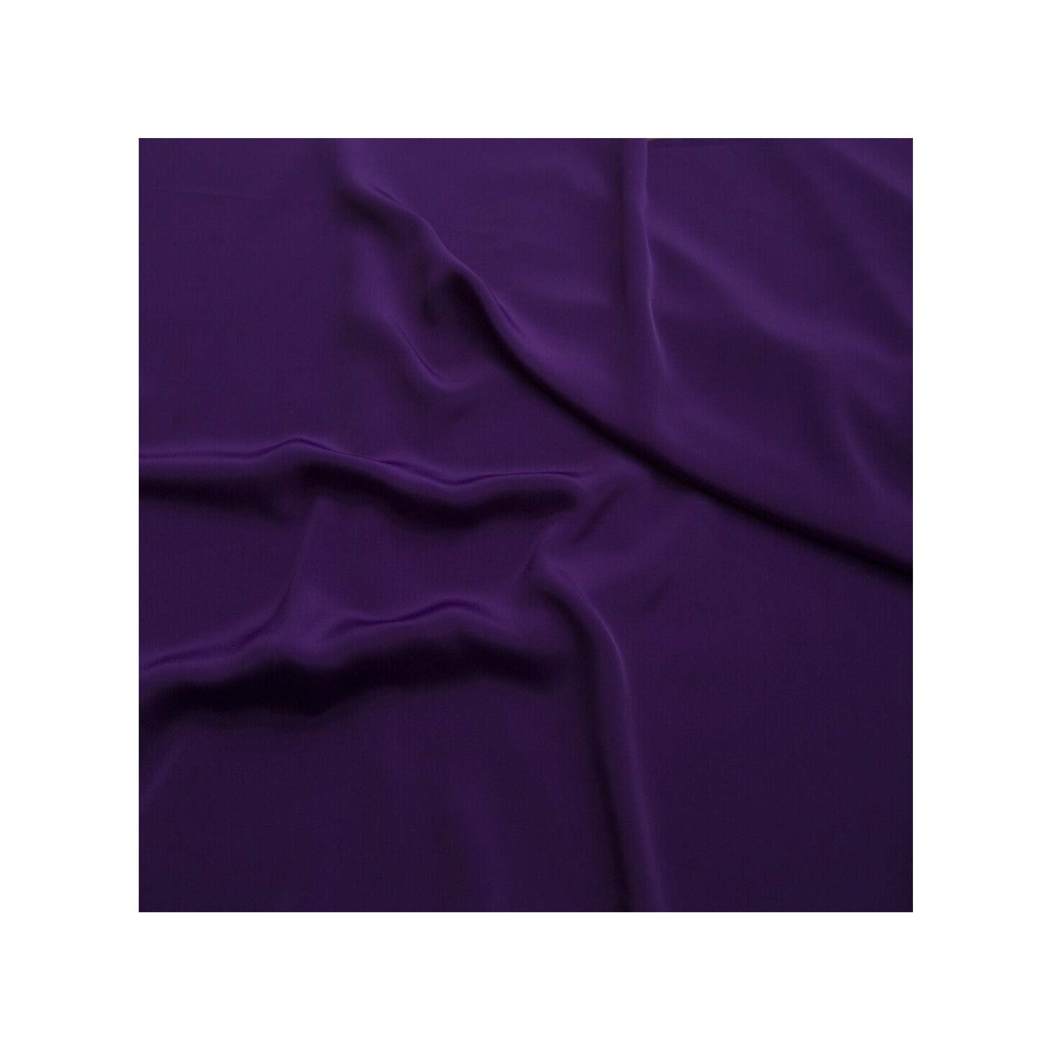 Fabrics King Online Purple Premium Crepe De Chine Fabric Silky Plain Dyed 45" - 112Cm Wide Per Metre (, 1 Metre)