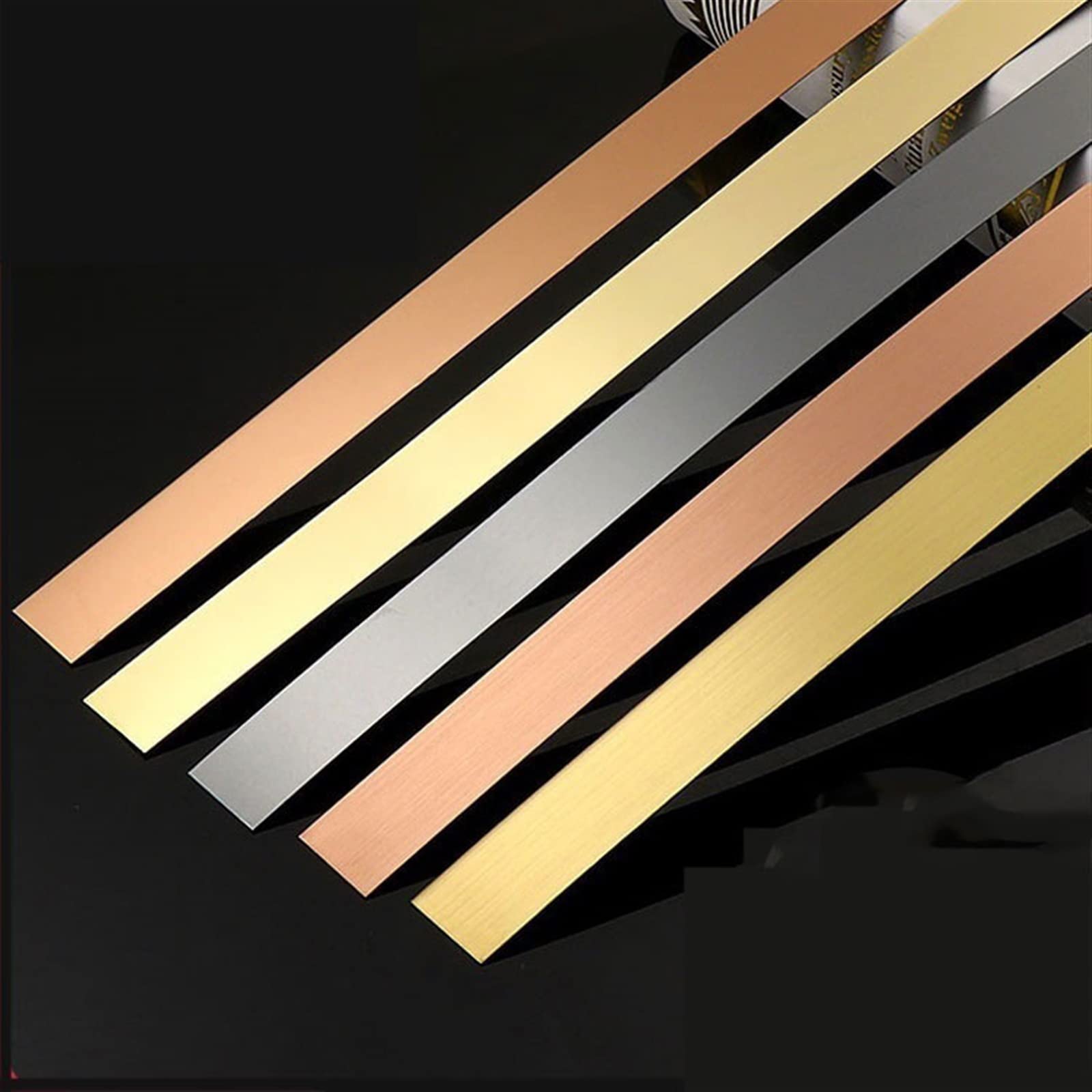 ZONSHJDKR Peel and Stick molding, 8Ft Self Adhesive Wall Metalized Flexible Ultra Thin Stainless Steel Decorative Mirror-Like Finished for Walls, Edges, Borders, Window Frames(Black Mirror,Width 2cm)