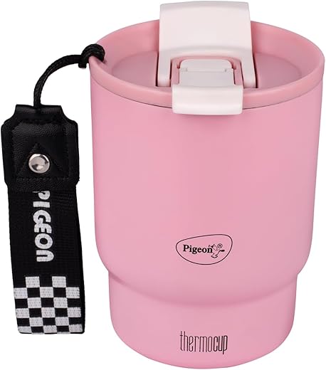 Pigeon Thermocup 350 ml: Stainless Steel Vacuum Insulated Coffee Cup/Tumbler for Hot and Cold Drinks, BPA-Free, Leak-Proof, Coffee Mug with Double Lid – Ideal for Car, Home,...