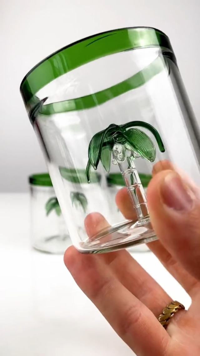 Amazon.com | Palm Tree Pitcher & 4 Glasses Set Decanter with 4
