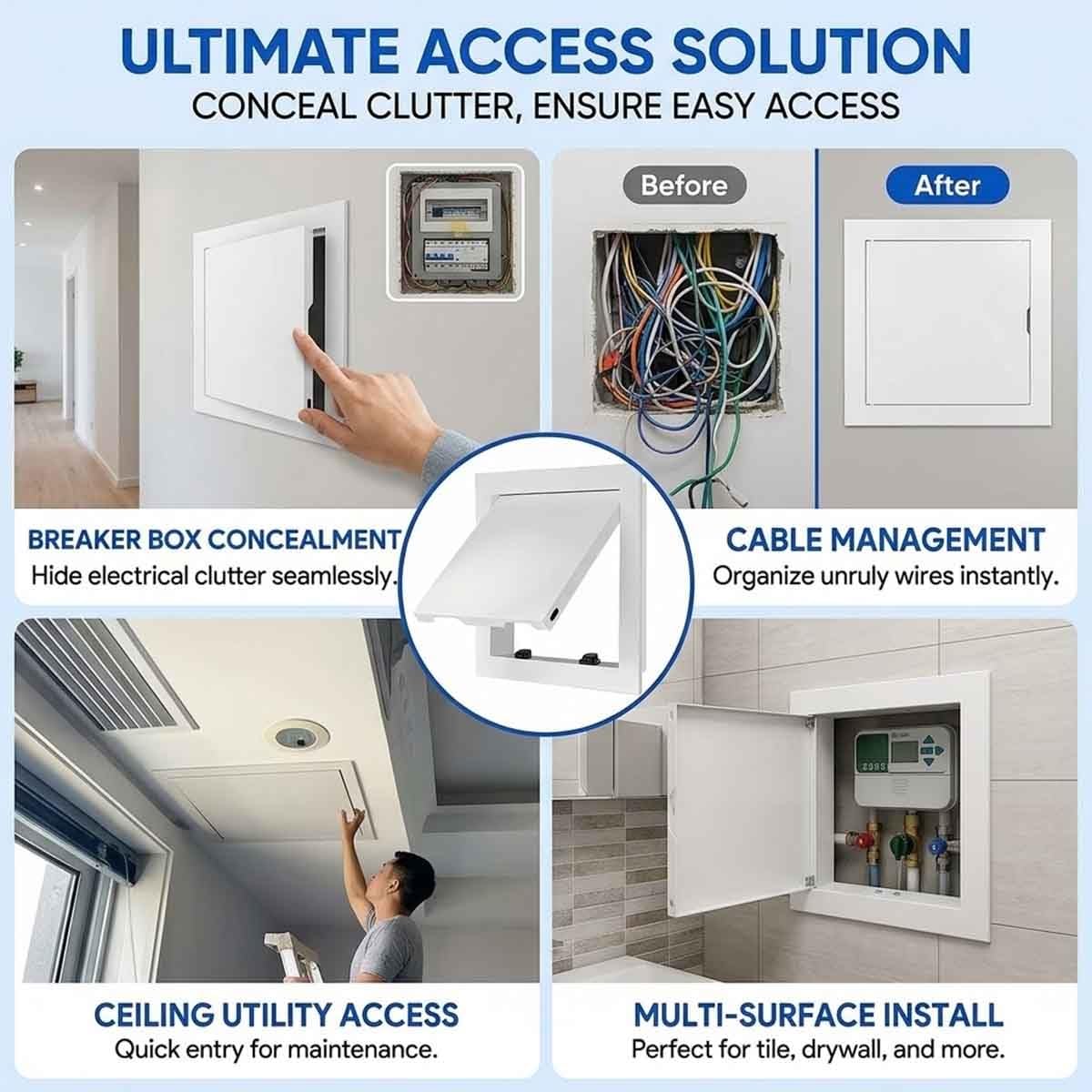 Sportello Ispezione Pannello Porta Di Accesso, Botola Ispezione Cartongesso, Pannello Di Ispezione Metallo 20 25 30 35 40 45 50 55 65 75cm Per Parete E Soffitto(Bianca,550x700mm)