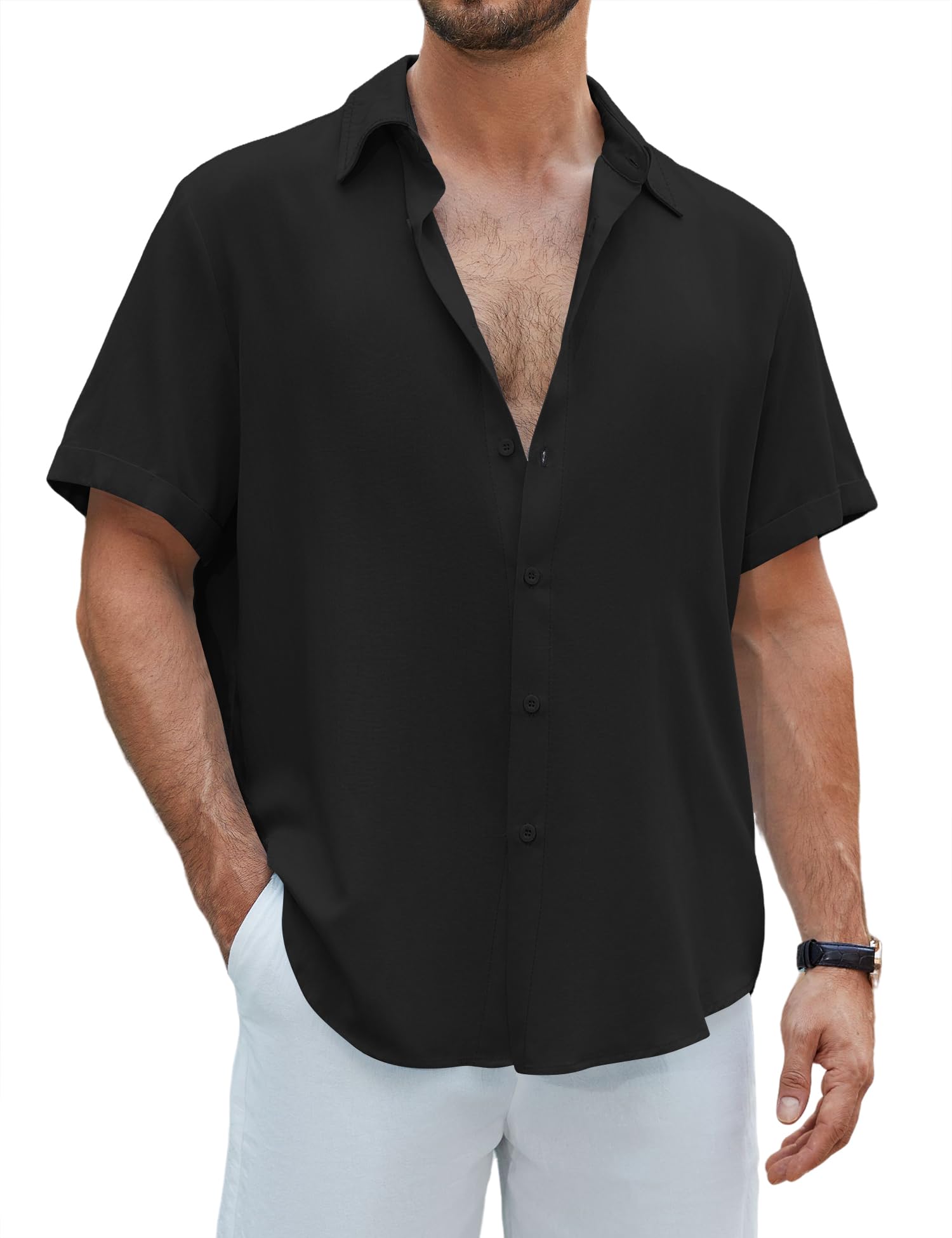 EFFAN Herren Hawaii Hemd Kurzarm Knopfleiste Tropisches Blumenmuster Reguläre Passform Leicht Sommer Strand Urlaub Hemd