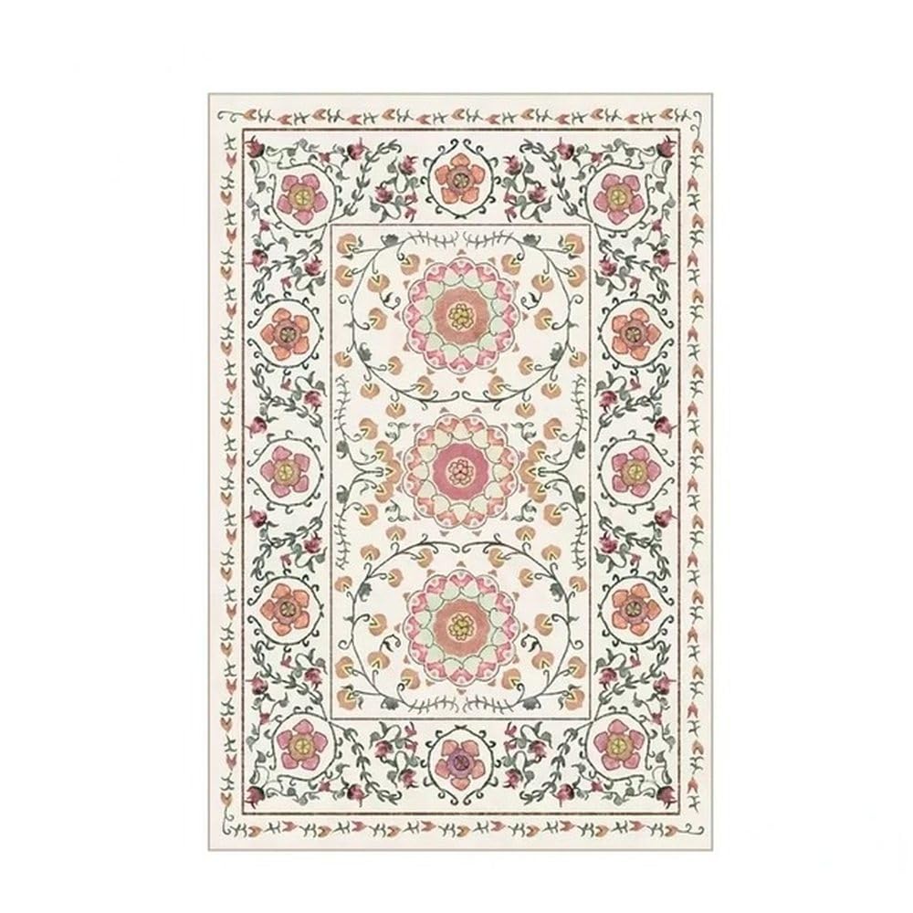 Tapis de salon imprimé rétro 200x200 cm doux grand format pour chambre