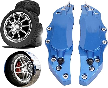 PerGar Caiper Covers, Brake Caliper Cover, 2pcs Car Aluminum Alloy Brake Caliper Protector Cover for Wheel Hub 16in-17in Medium Automotive Replacement Brake Calipers Without Pads(Blue)