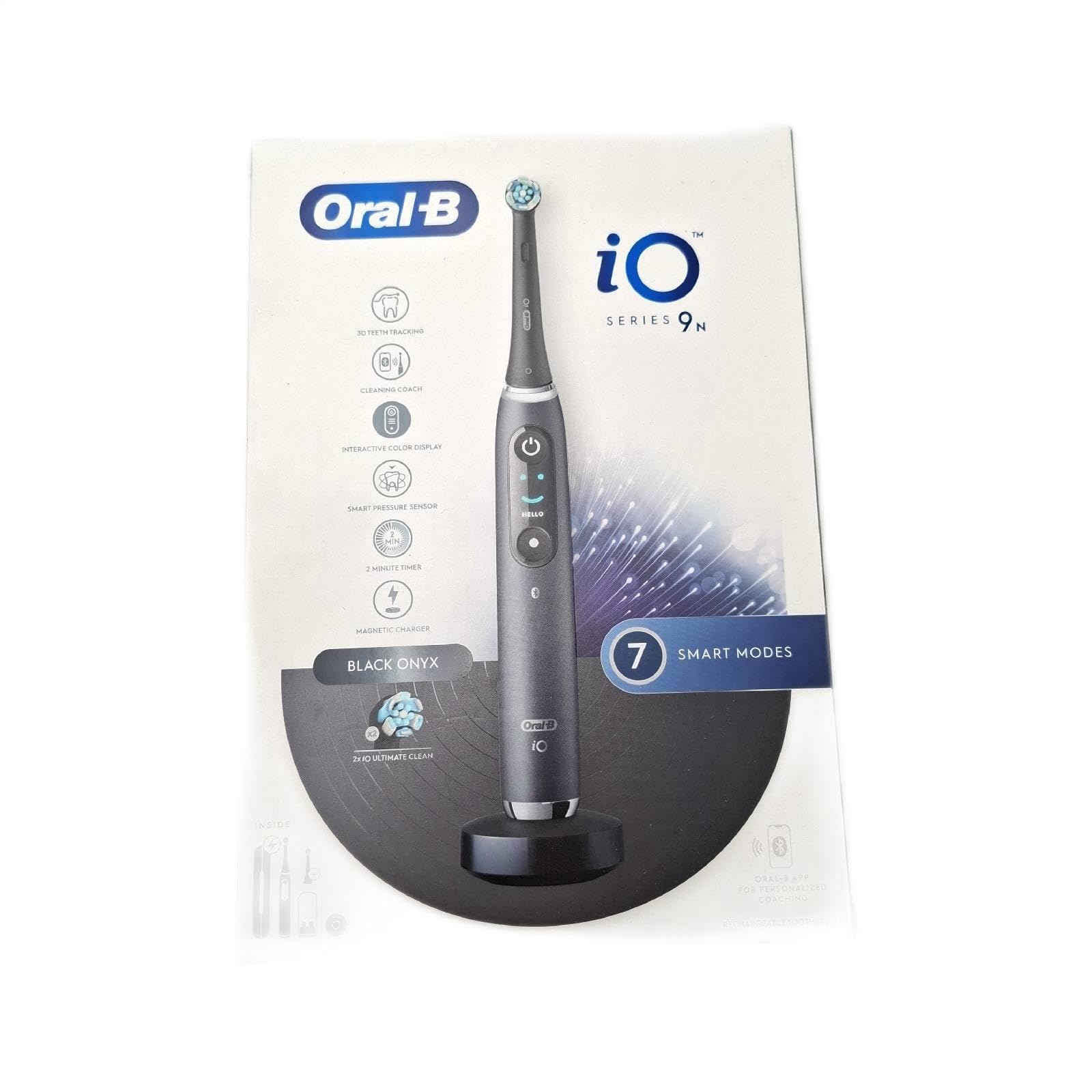 Oral-B Elektryczna szczoteczka do zębów, wielokrotnego ładowania, iO 9 czarna, limitowana edycja, 1 x elektryczna szczoteczka do zębów ustna B, 1 x wymienna główka, etui podróżne, magnetyczne etui