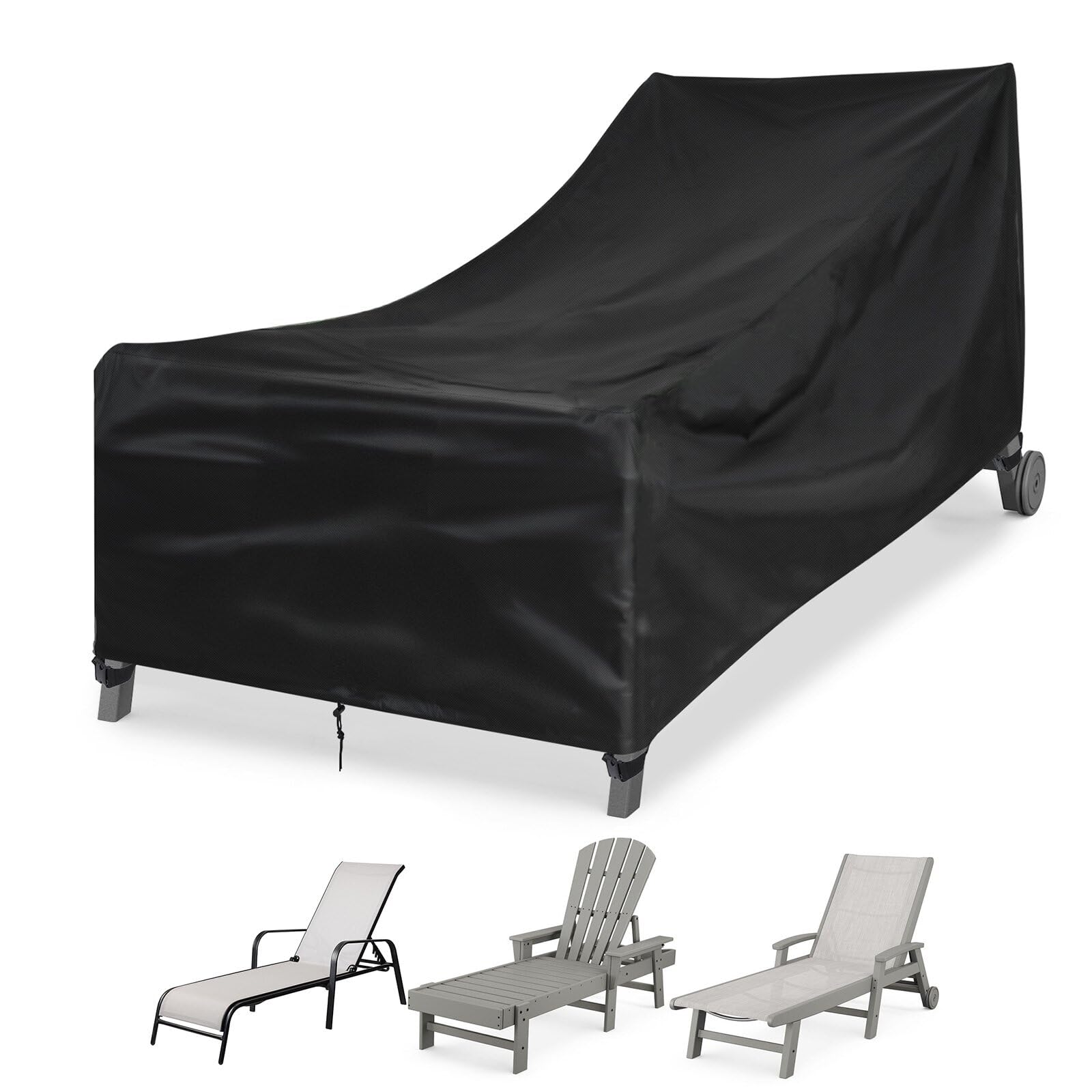 GARPROVM Gartenliege Abdeckung wetterfest, Schutzhülle für Liegestuhl 200x75x40/70cm, 420D Oxford Gewebe Wasserabweisend Winddicht Staubdicht UV-beständig Abdeckplane für Sonnenliege Loungeliege