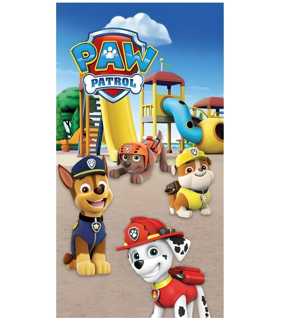 BrandMac Paw Patrol Beach & Bath Towel 70x140cm, 100% Cotton | Soft & Absorbent Kids Bath & Swim Towel | Official Paw Patrol Towel | Ideal for Beach, Bath and Pool