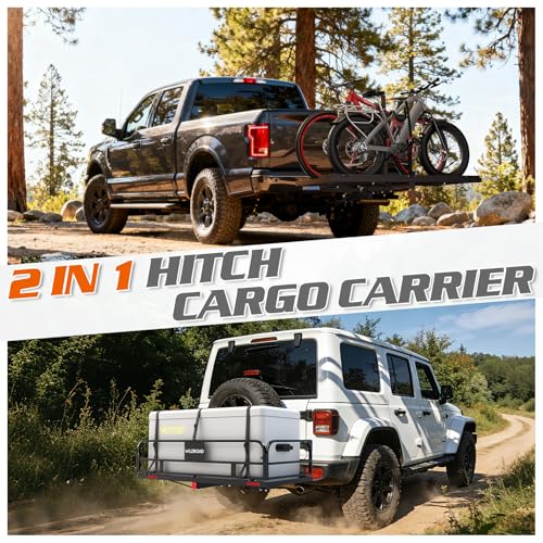 Wildroad Hitch Cargo Carrier with Bike Rack – 60″x24″x14″,