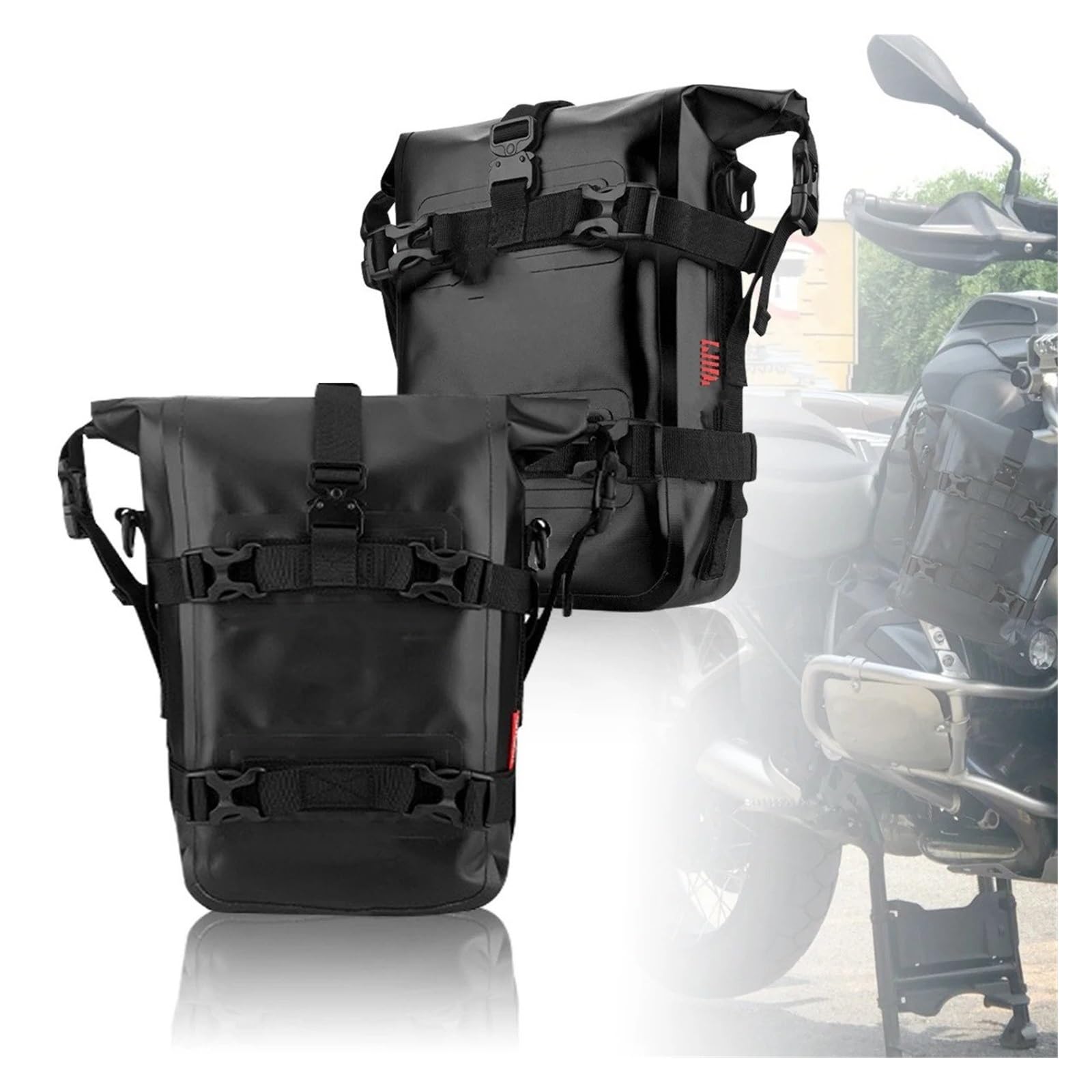 Borsa Moto Borsa Per Paraurti Moto 2 Pezzi Impermeabile 5L-8L Telaio Laterale Barra Protezione Portaoggetti Universale Strumenti Selle Motos Bagagli | 2PCS Black