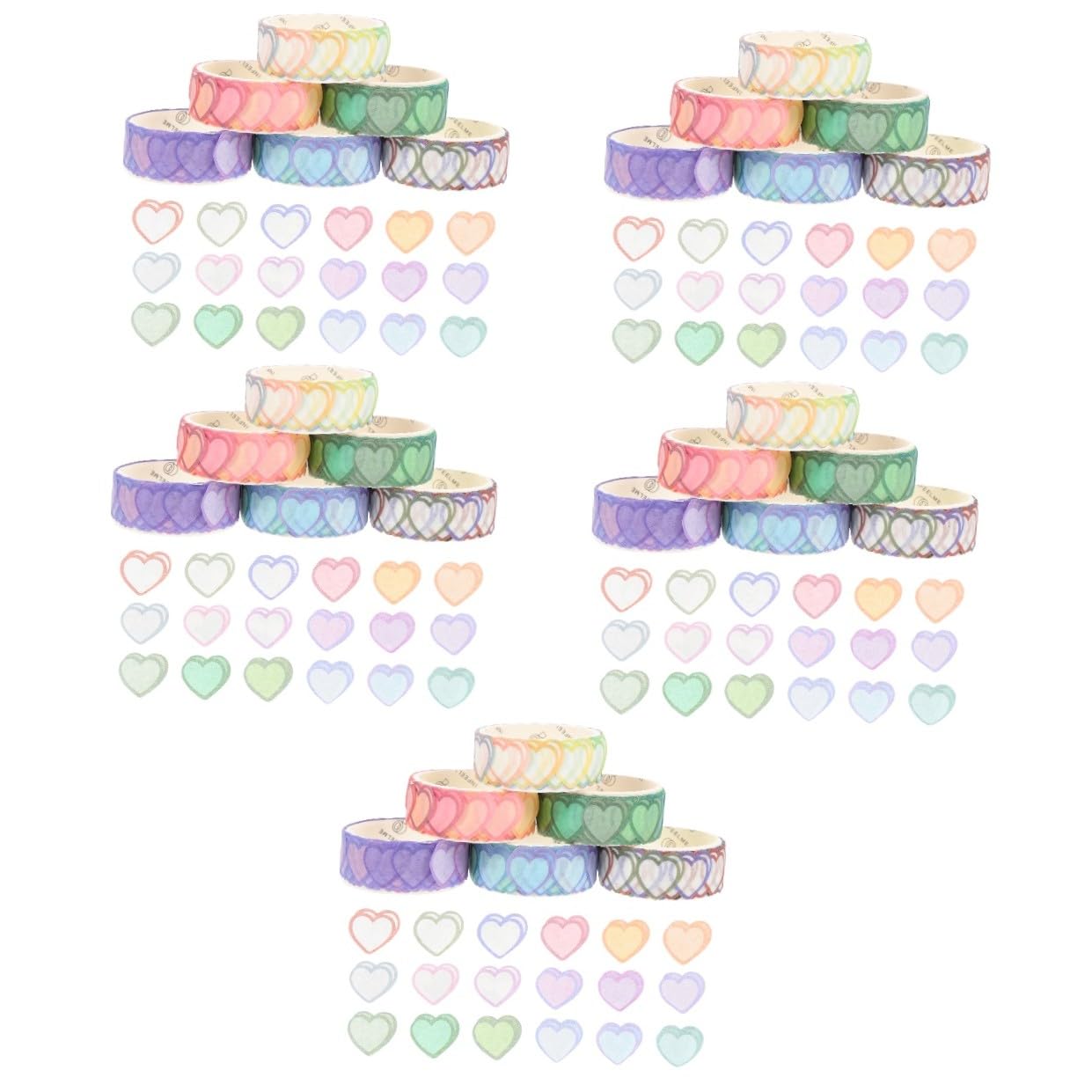 Lurrose 30rollen Herz-washi-sticker Dekorative Herzaufkleber Für Scrapbooking Journaling Und Bastelprojekte Selbstklebend Gemischten Farben Für Kreative -ideen Und