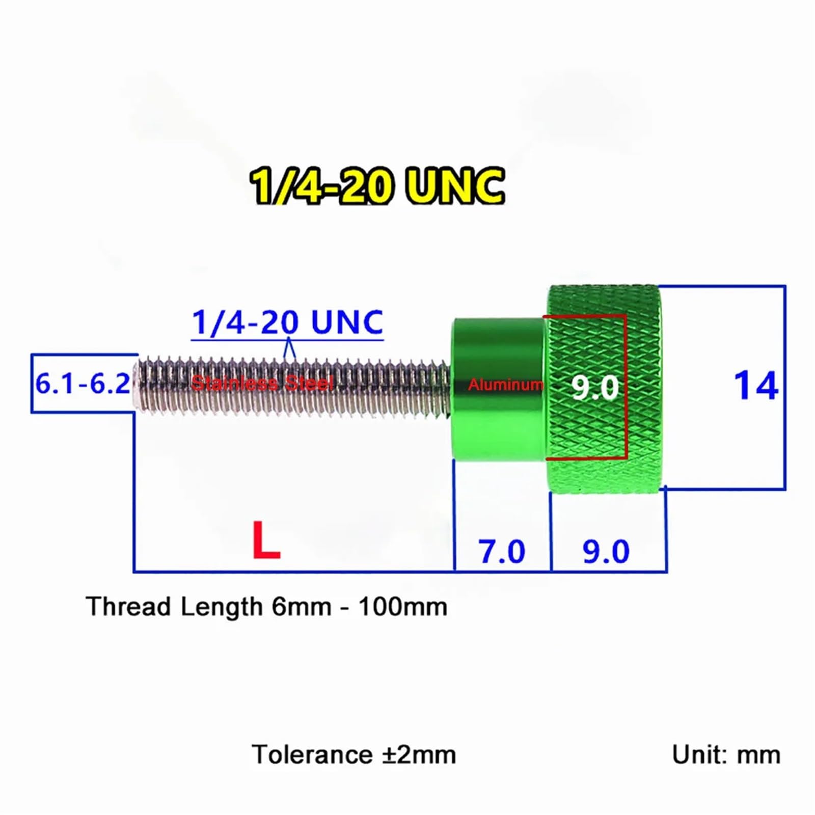 Twenty (20) 1/4-20 x 1/2 Length Knurled Plastic Head Thumb Screws - Made in USA