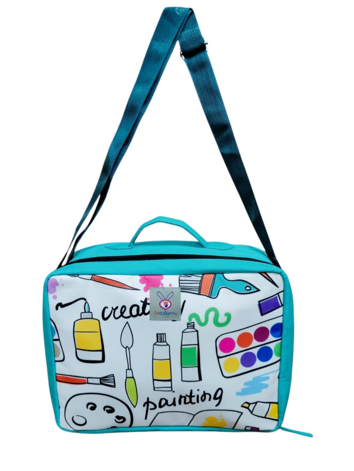 BAGSBUNNY Art Supply Organizer Bag with 6 Transparent Flat Pouches and one Box pouch (Sea Green) 4
