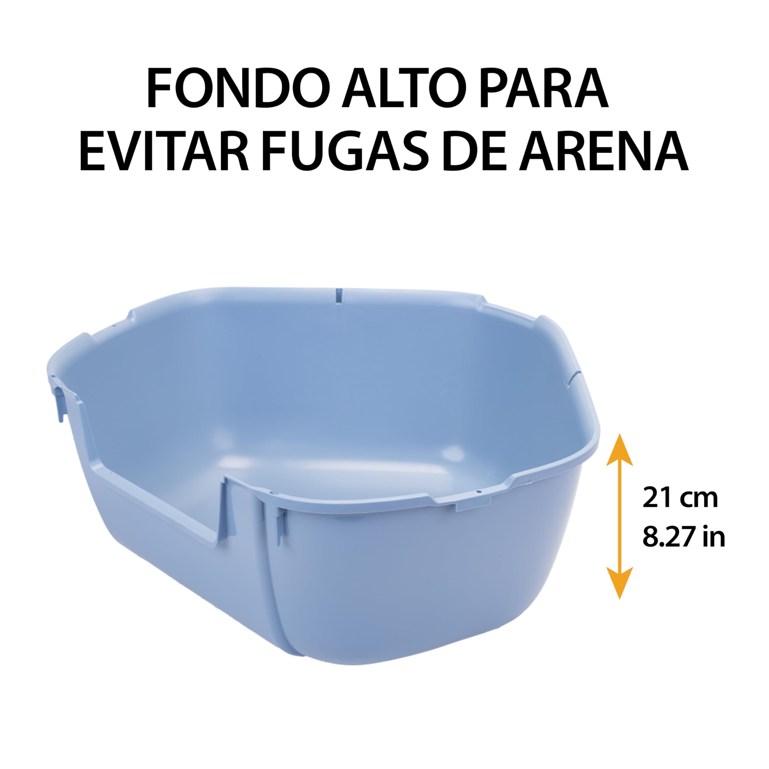 Ferplast Arenero Gatos Cubierto, Arenero Gato, 2 Filtros de Carbón Activado Antiolor Incluidos, Puerta Oscura abatible, 57,5 x 51,5 xh 42 cm, Arenero para Gatos Grande Mika, Azul