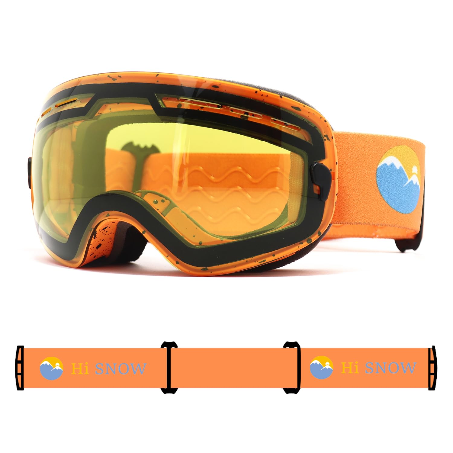 Przeciwmgielne gogle snowboardowe lub narciarskie dla dzieci (5-14 lat), ochrona przed promieniowaniem UV