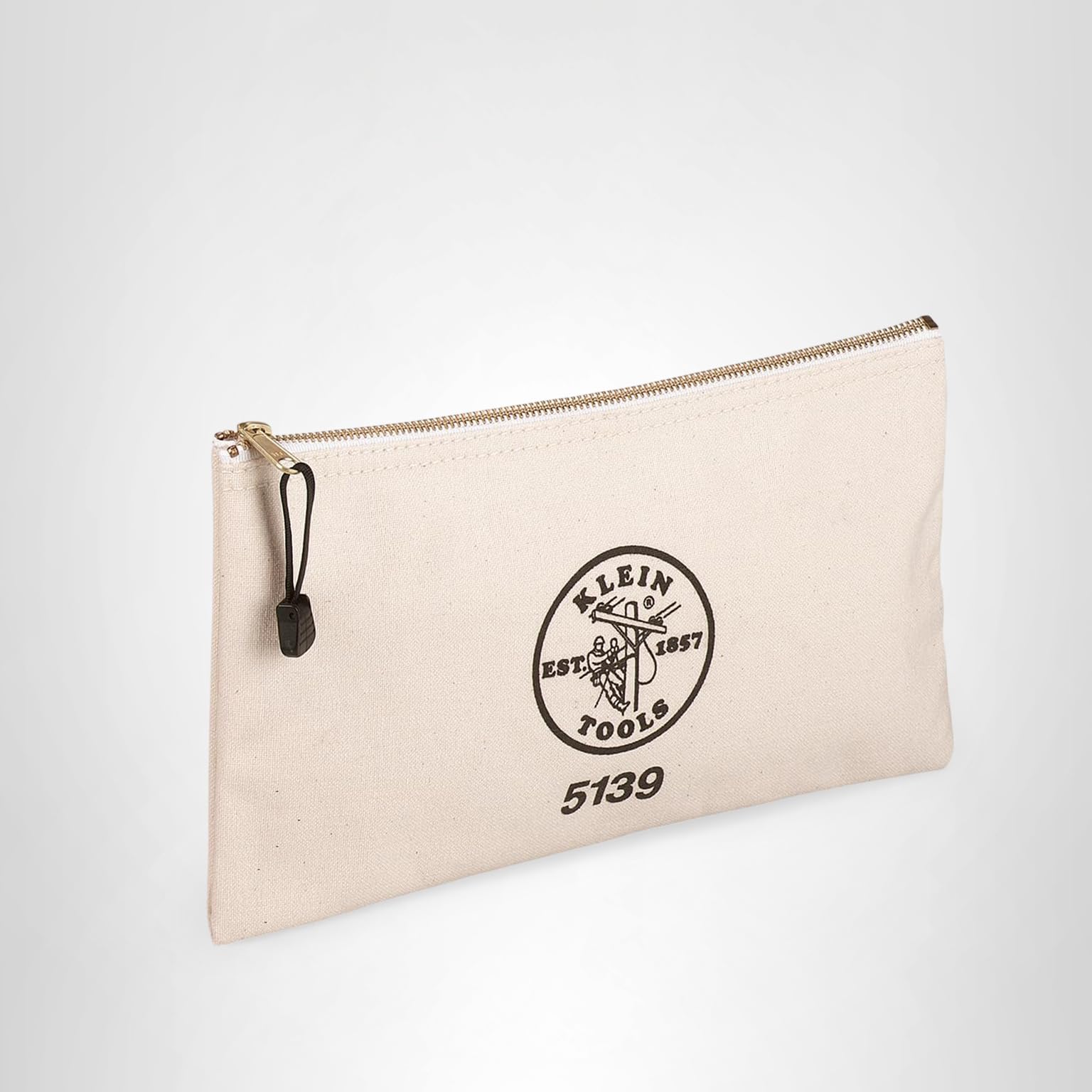 KLEIN TOOLS Zipper Bag, Canvas Tool Pouch with Heavy Duty Brass