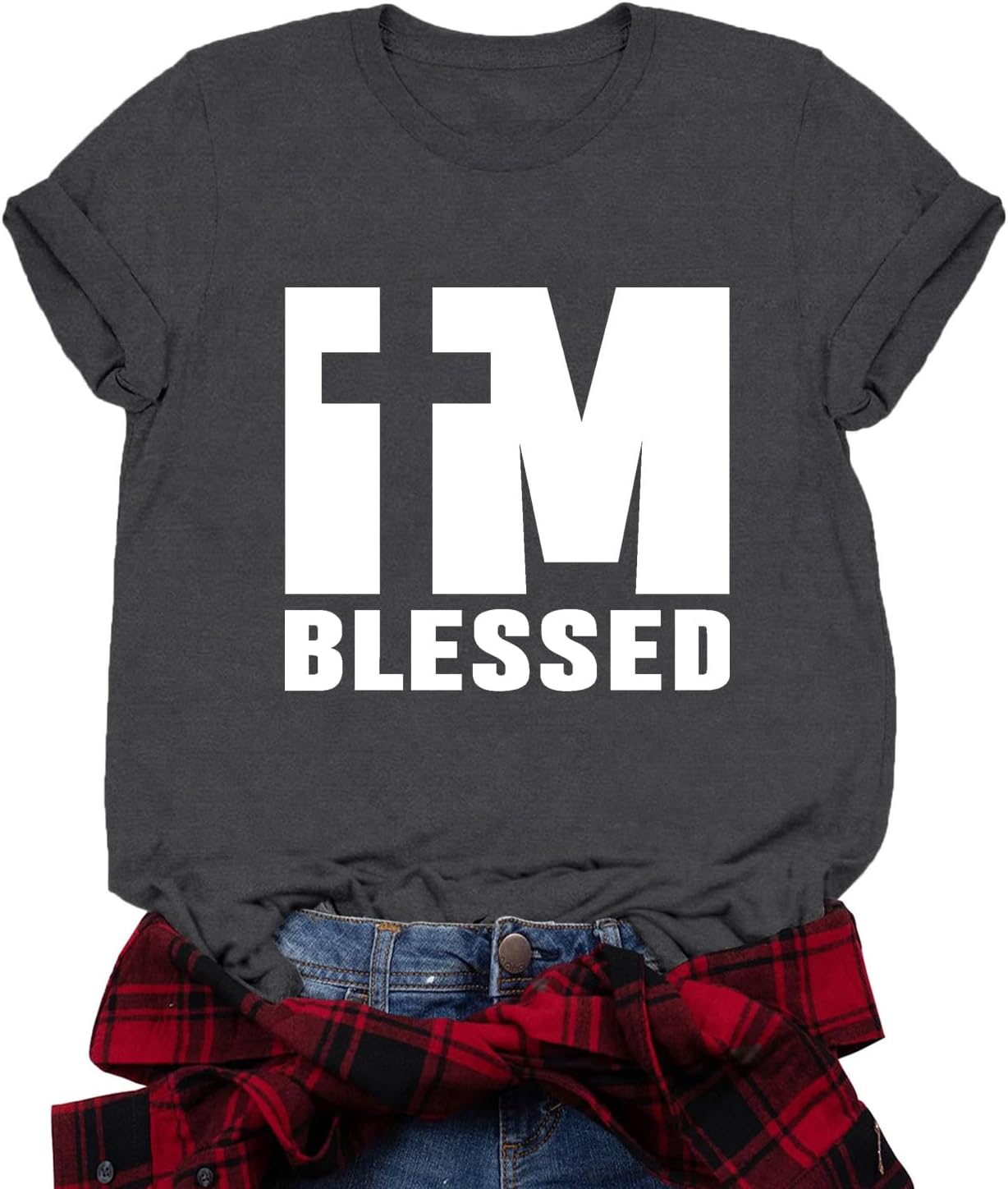 Womens Christian Shirt I M Blessed T-Shirt Inspirational Faith-Based Tee Tops