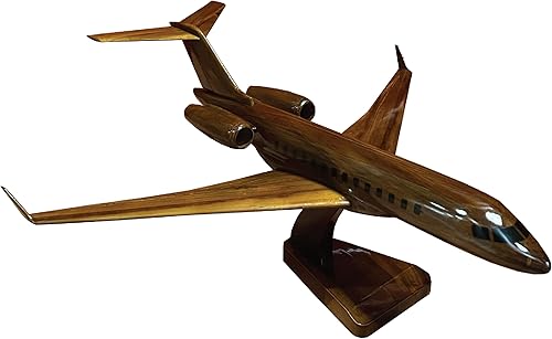 Miniatura 2 de Modelo de avión de escritorio de madera de caoba Global Express