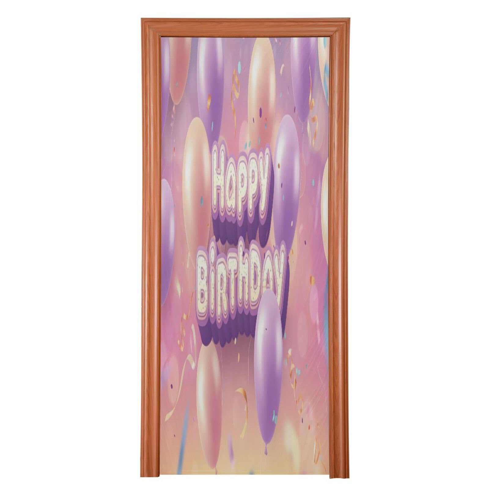 FLildon Birthday Theme Purple Door Cover Decoration, Party Accessory Porch Decor for Festive Ornament Room Door Covers 35 x 79 Inch