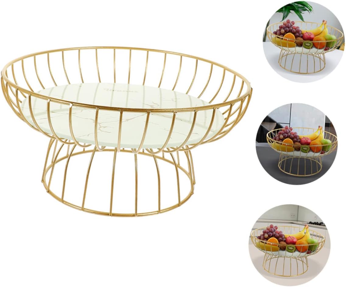 Garneck Elegant Pedestal Fruit Bowl 12-inch Iron Fruit Basket for Home Decor Stylish Wire Design for Snacks and Vegetables for Kitchen and Living Room