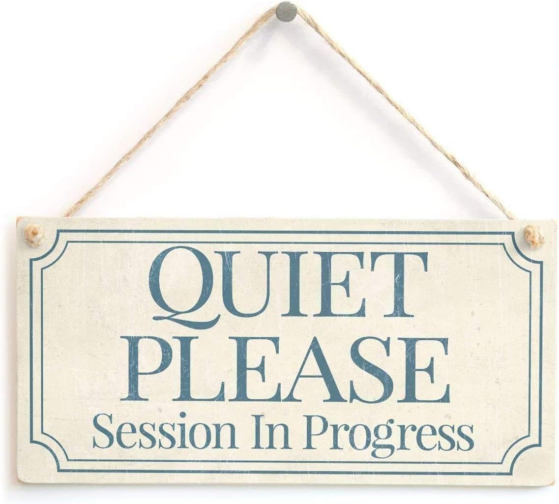 Pibonto Women's Wall Art 5X10 Inch Please Session In Progress Functional Small Office Home Treatment Room Hanging Wood Plaque Door Sign