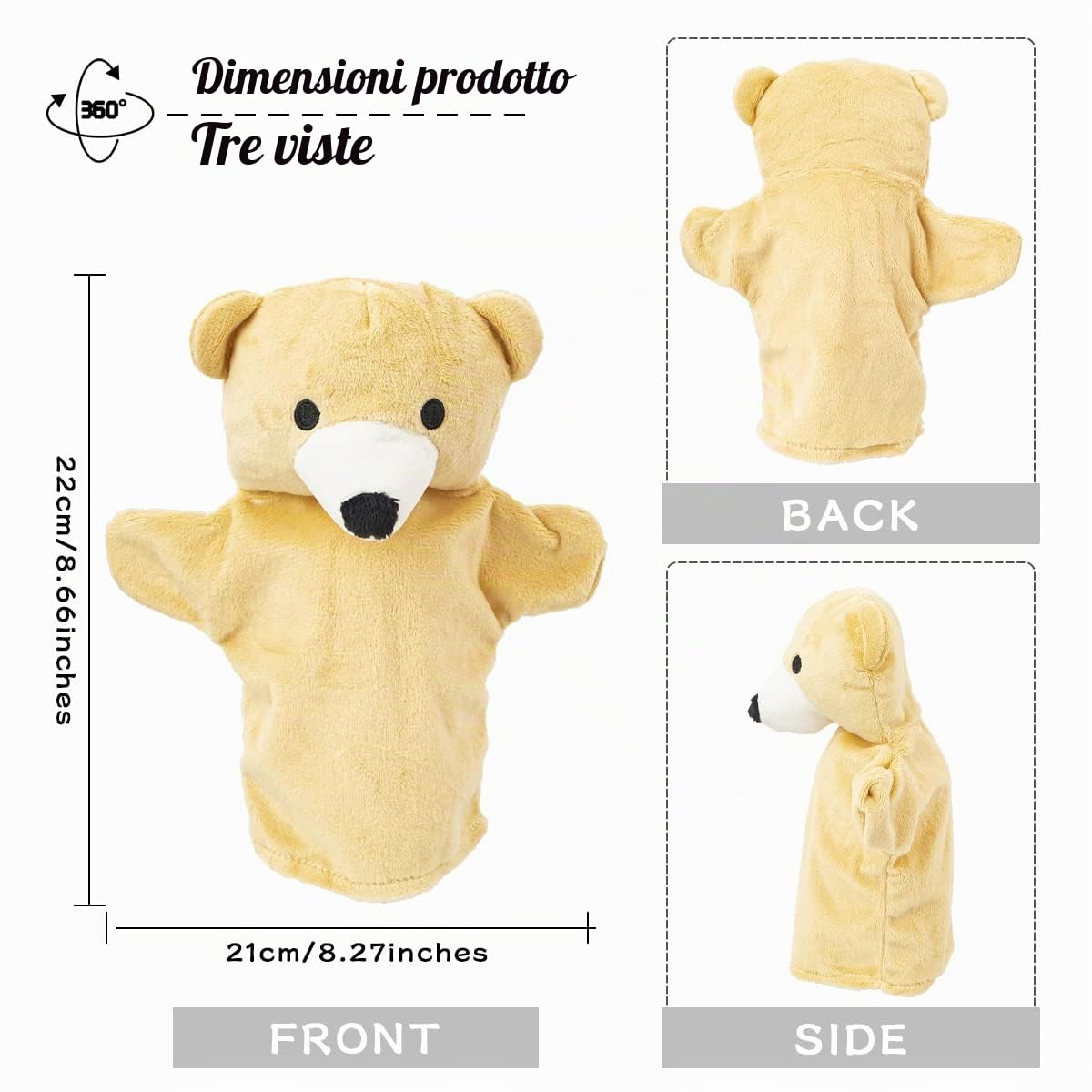 Marionette da Mano, Burattini da Mano Animale Selvatico dello Zoo, Morbide Colorati Giocattoli per Bambini Set di 5