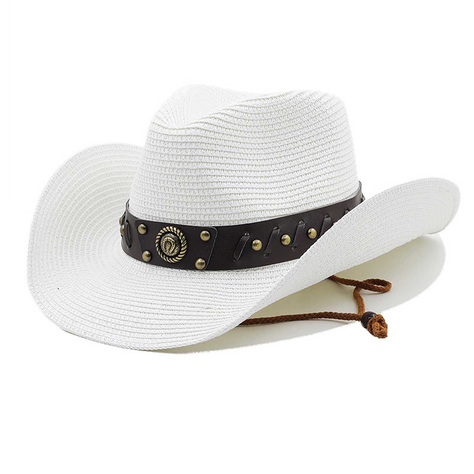 Sombrero de Cowboy Western Cowgirl Hat Sombrero Panamá Paja Sombrero Vaquero con Banda Sombrero de Occidental Sombrero de Playa Sombrero Visera de Verano para Hombre Mujer