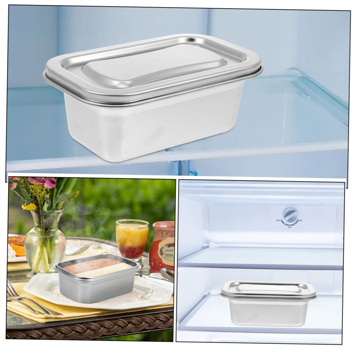 Alipis 2pièces Boîtes Inox Pour Stockage Alimentaire Avec Couvercles Hermétiques Conteneurs Réutilisables Pour Glace Maison Et Conservation Au Réfrigérateur Boîte Pour Fruits Et Légumes